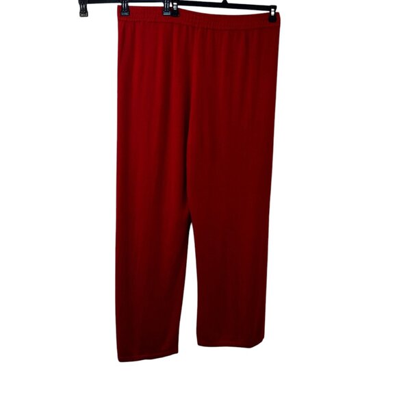 Iman: Pull On Wide Leg Knit Pants, Size 2XT, Dark Red - Picture 3 of 5